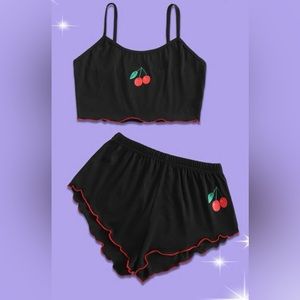 Cherry Pajama Crop Tank and Short Set